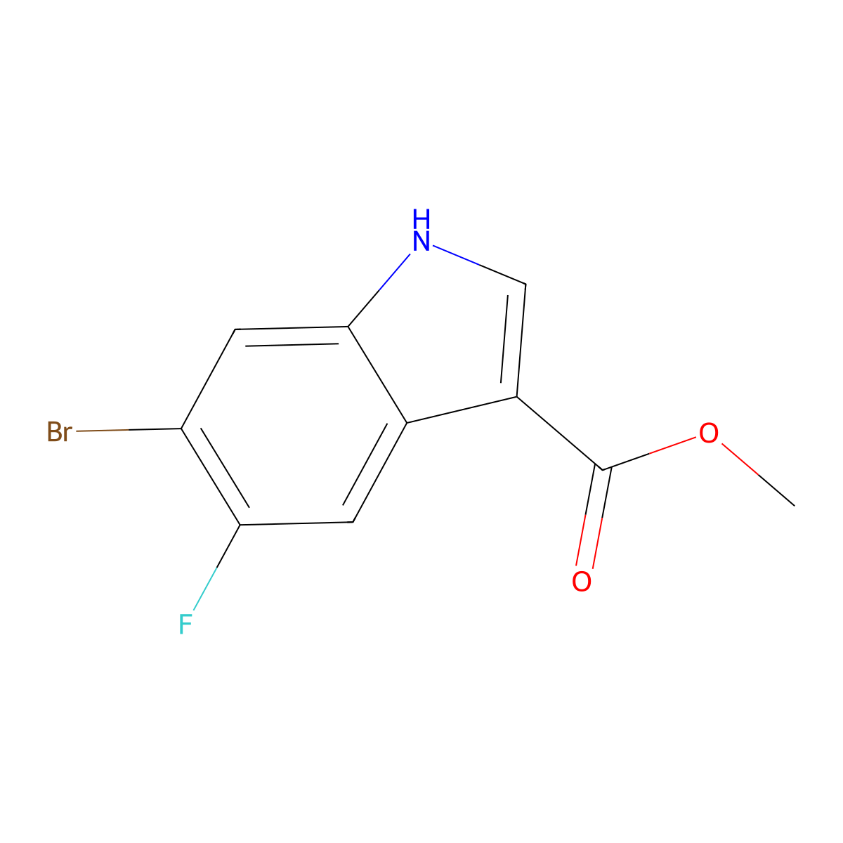 methyl 6-bromo-5-fluoro-1H-indole-3-carboxylate molecular structure, CAS 1248585-55-8