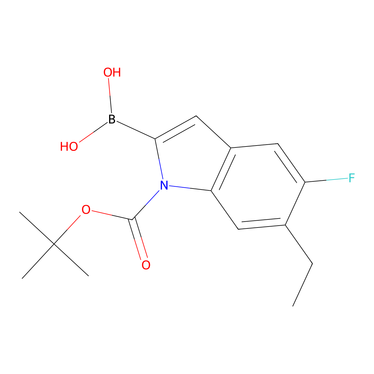 1-(1,1-Dimethylethyl) 2-borono-6-ethyl-5-fluoro-1H-indole-1-carboxylate molecular structure, CAS 1248585-73-0