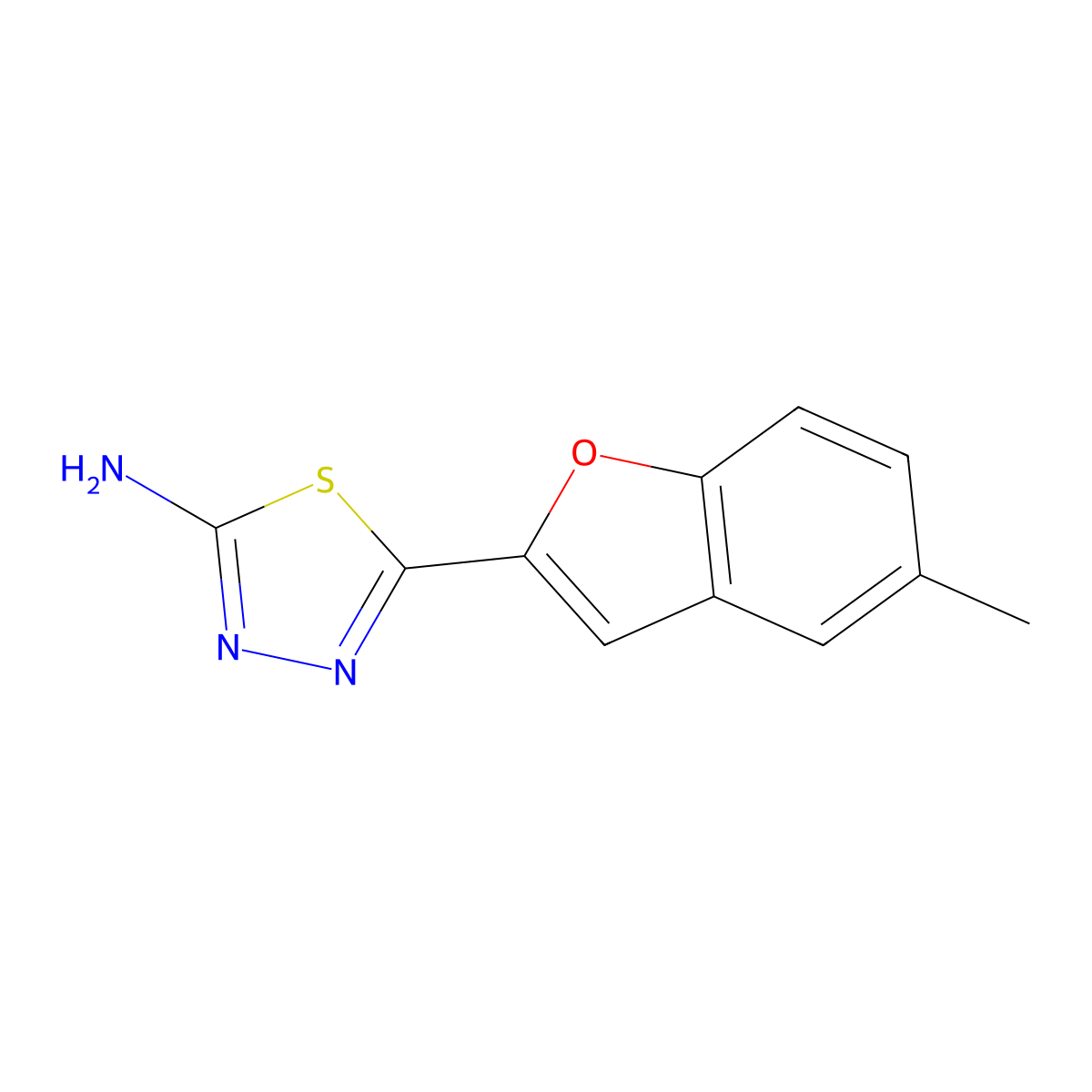 5-(5-Methyl-1-benzofuran-2-yl)-1,3,4-thiadiazol-2-amine molecular structure, CAS 1248595-17-6