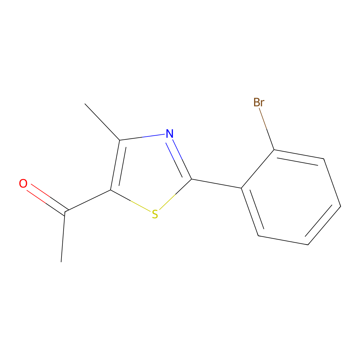 1-[2-(2-Bromophenyl)-4-methyl-1,3-thiazol-5-yl]ethan-1-one molecular structure, CAS 1248601-42-4