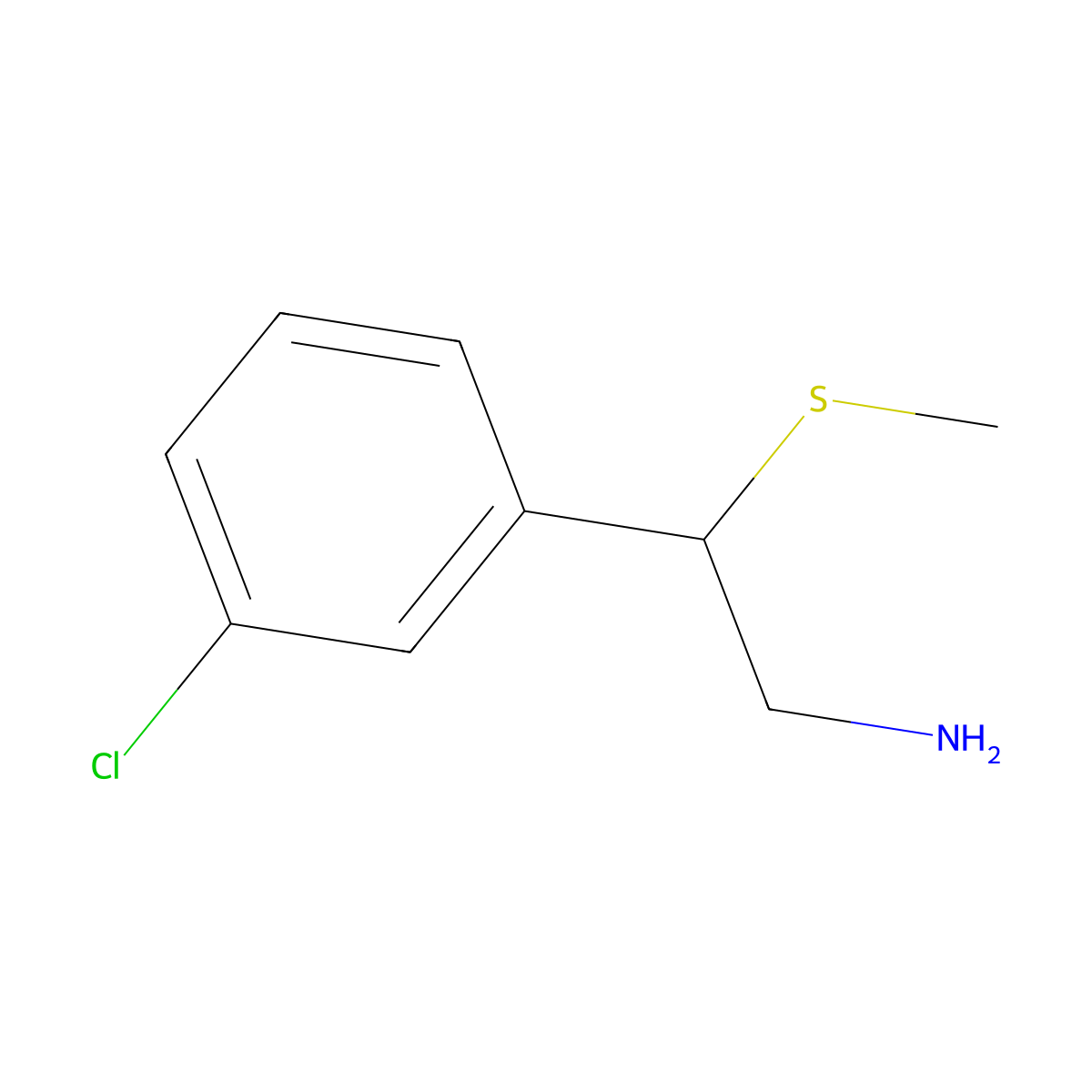 2-(3-Chlorophenyl)-2-(methylsulfanyl)ethan-1-amine molecular structure, CAS 1248601-56-0
