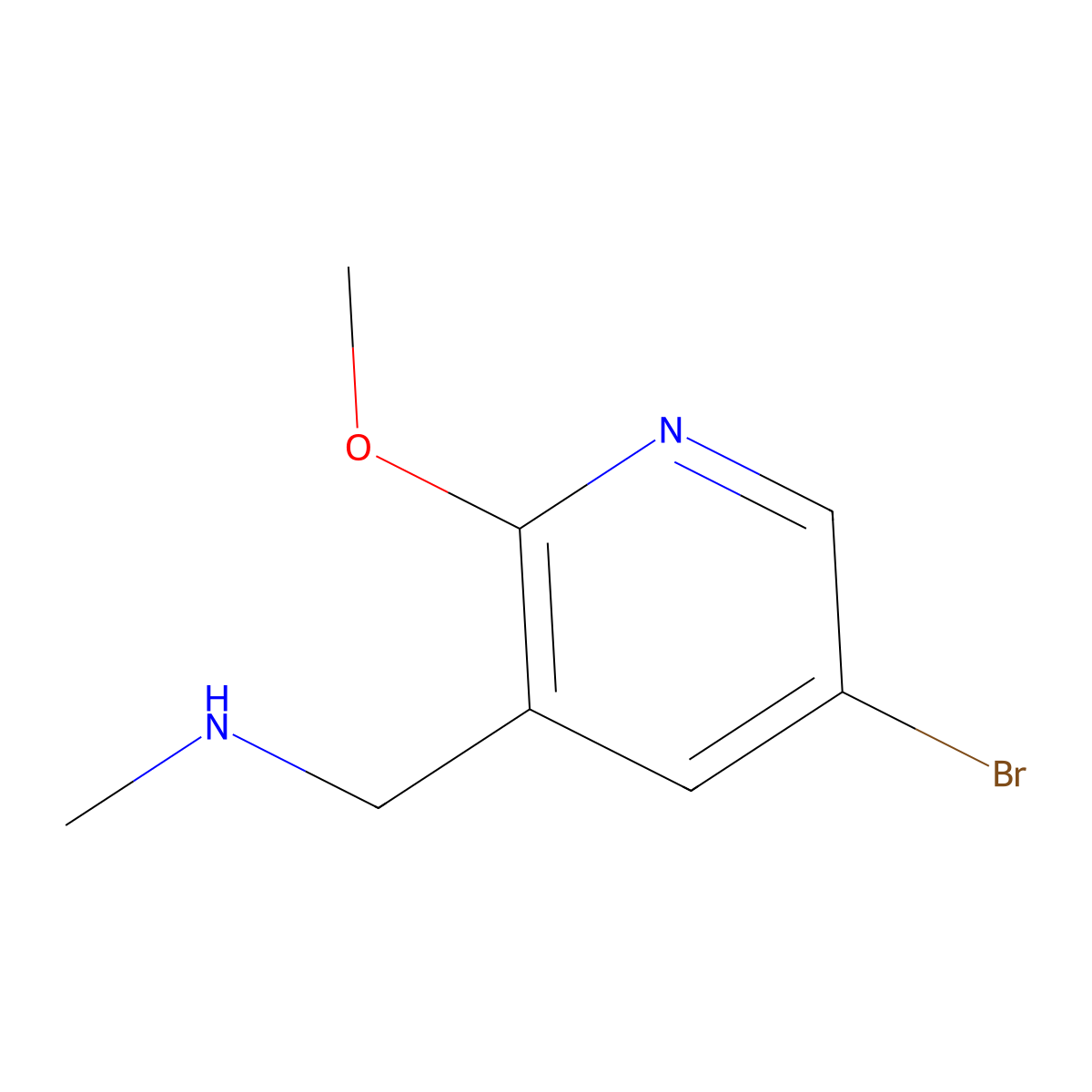 1-(5-bromo-2-methoxypyridin-3-yl)-N-methylmethanamine molecular structure, CAS 1248602-69-8