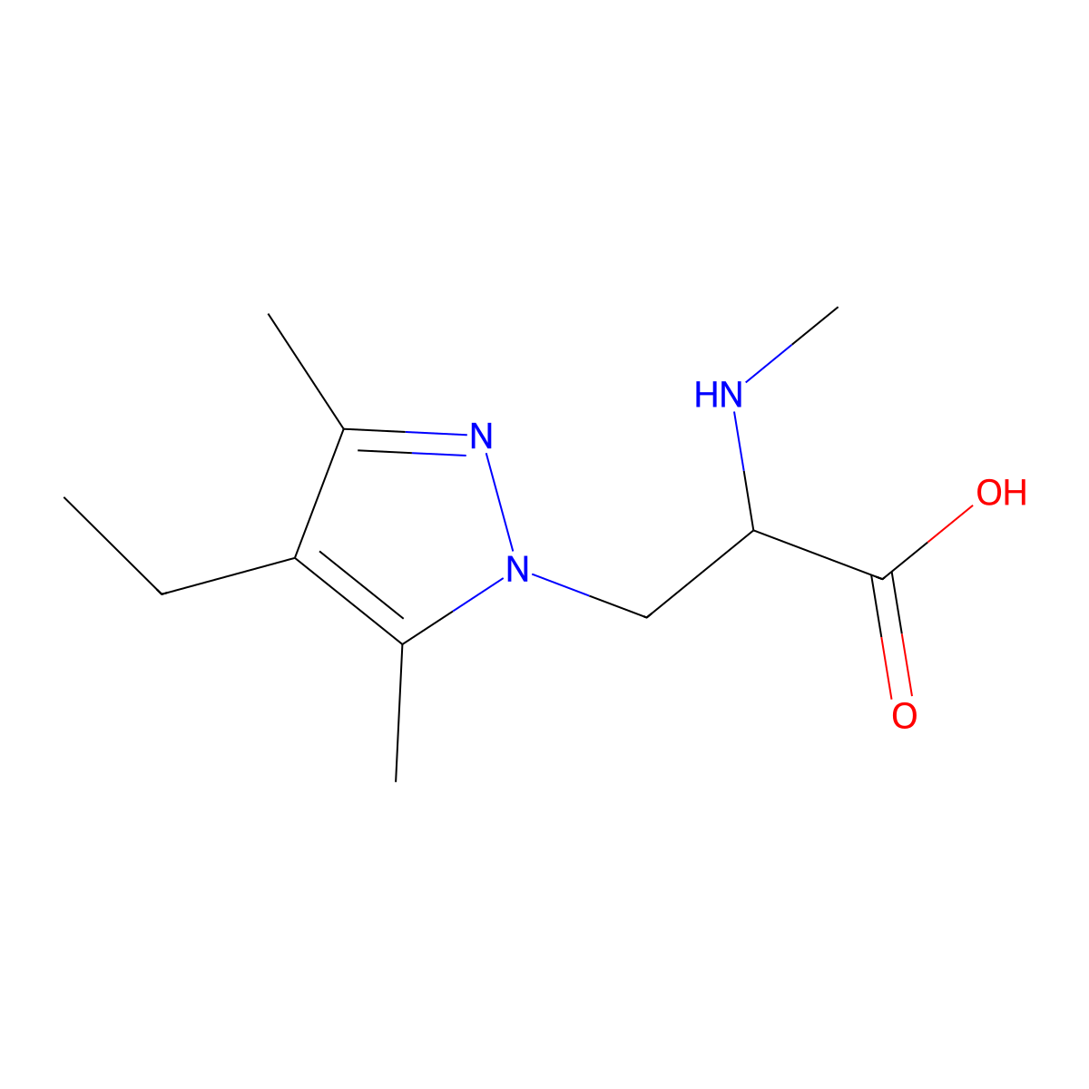 3-(4-Ethyl-3,5-dimethyl-1h-pyrazol-1-yl)-2-(methylamino)propanoic acid molecular structure, CAS 1248605-95-9