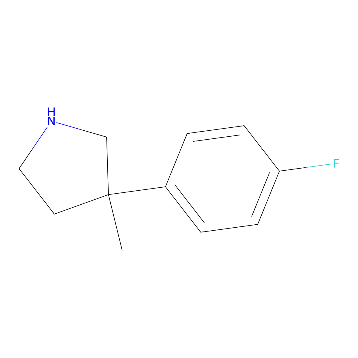 3-(4-Fluorophenyl)-3-methylpyrrolidine molecular structure, CAS 1248610-21-0