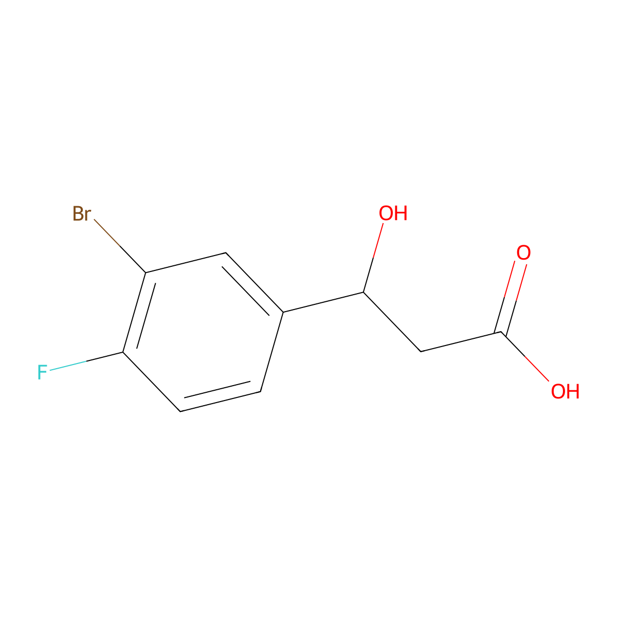 3-(3-Bromo-4-fluorophenyl)-3-hydroxypropanoic acid molecular structure, CAS 1248613-46-8