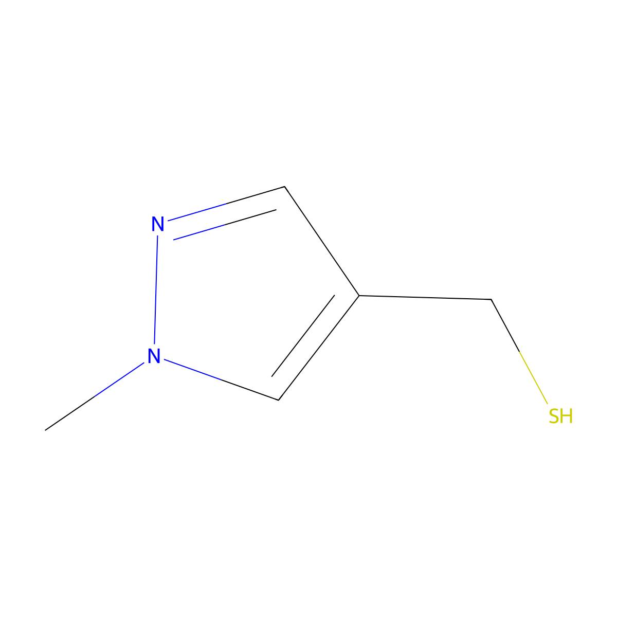 (1-methyl-1H-pyrazol-4-yl)methanethiol molecular structure, CAS 1248624-50-1