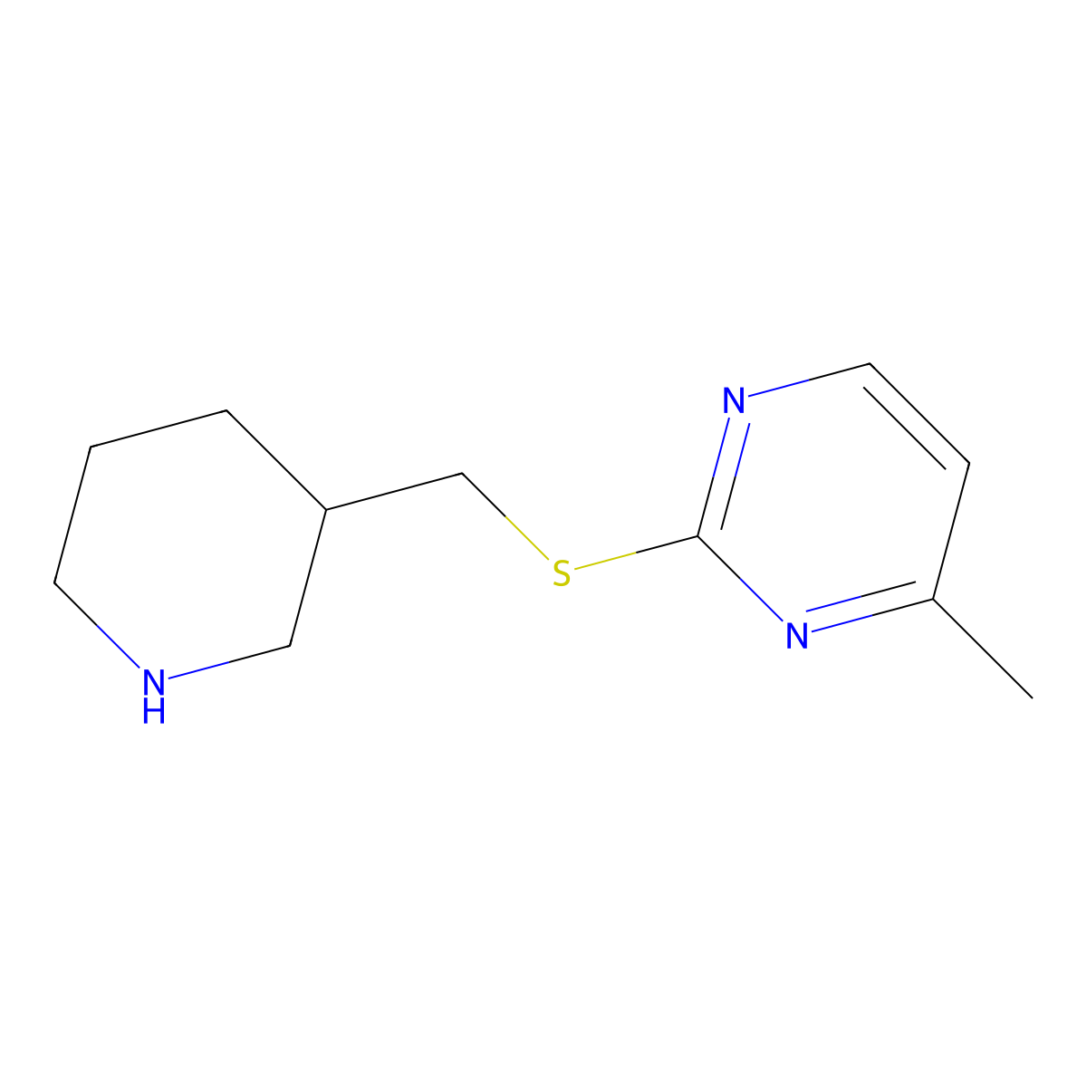 4-Methyl-2-{[(piperidin-3-yl)methyl]sulfanyl}pyrimidine molecular structure, CAS 1248627-79-3