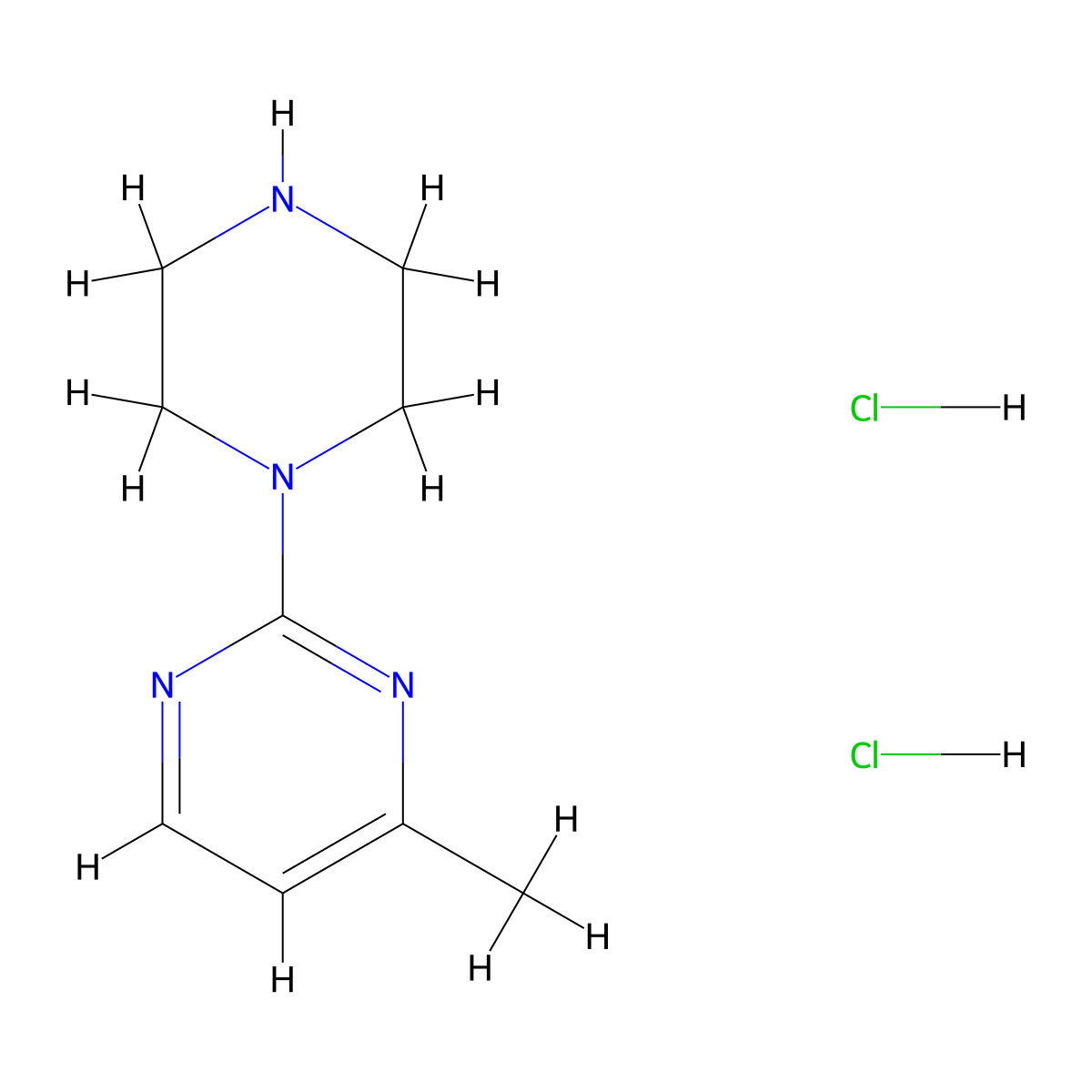 4-Methyl-2-(piperazin-1-yl)pyrimidine dihydrochloride molecular structure, CAS 124863-52-1