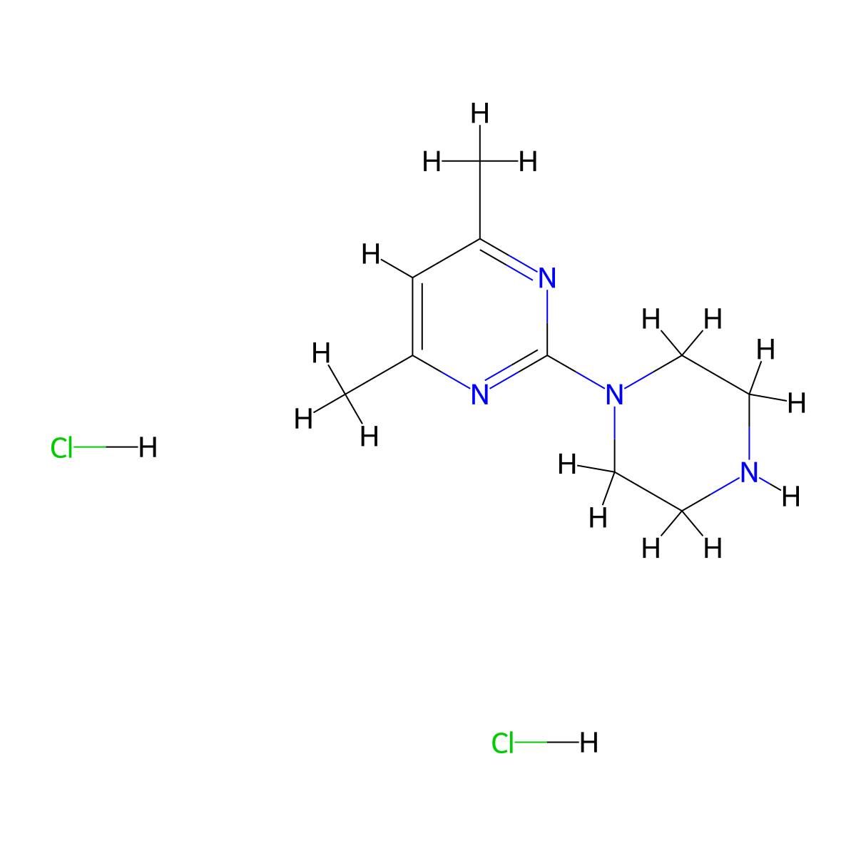 4,6-Dimethyl-2-(piperazin-1-yl)pyrimidine dihydrochloride molecular structure, CAS 124863-54-3
