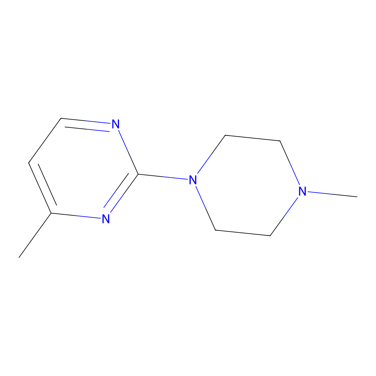 4-Methyl-2-(4-methylpiperazin-1-yl)pyrimidine molecular structure, CAS 124863-74-7