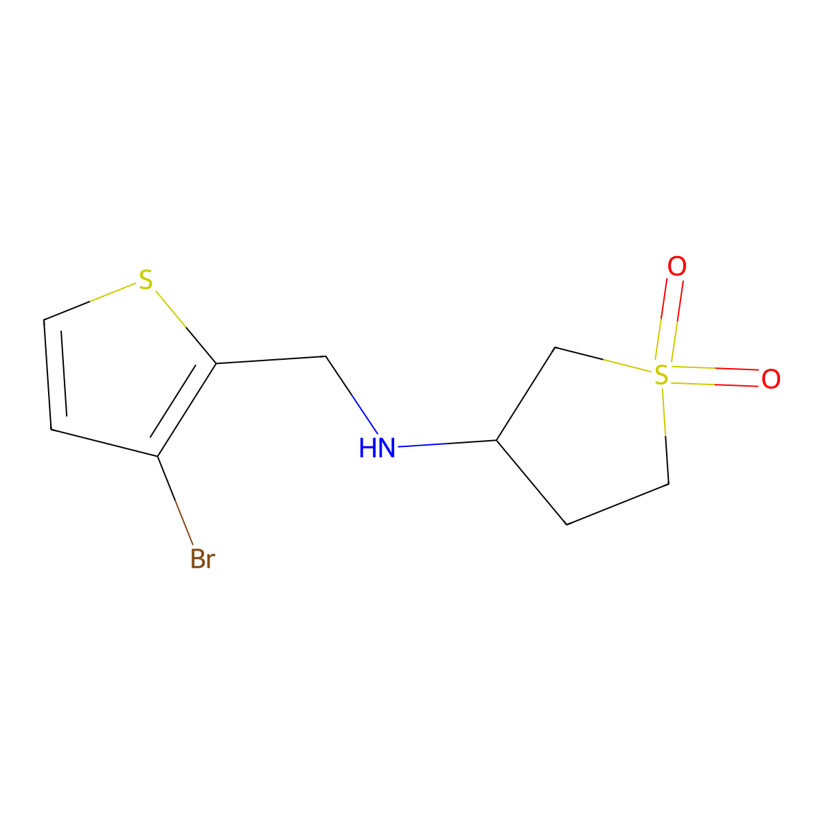 3-(((3-Bromothiophen-2-yl)methyl)amino)tetrahydrothiophene 1,1-dioxide molecular structure, CAS 1248630-50-3