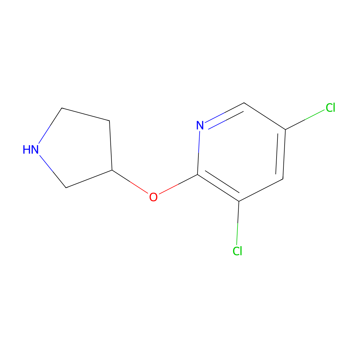 3,5-Dichloro-2-(pyrrolidin-3-yloxy)pyridine molecular structure, CAS 1248632-19-0