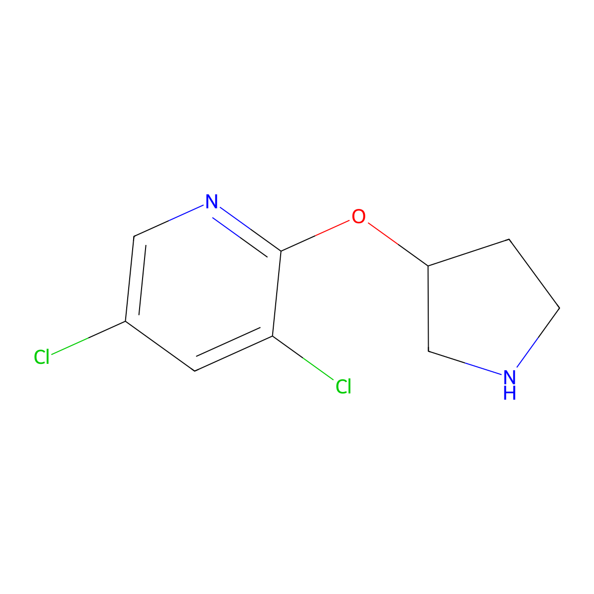 3,5-Dichloro-2-(pyrrolidin-3-yloxy)pyridine molecular structure, CAS 1248632-19-0