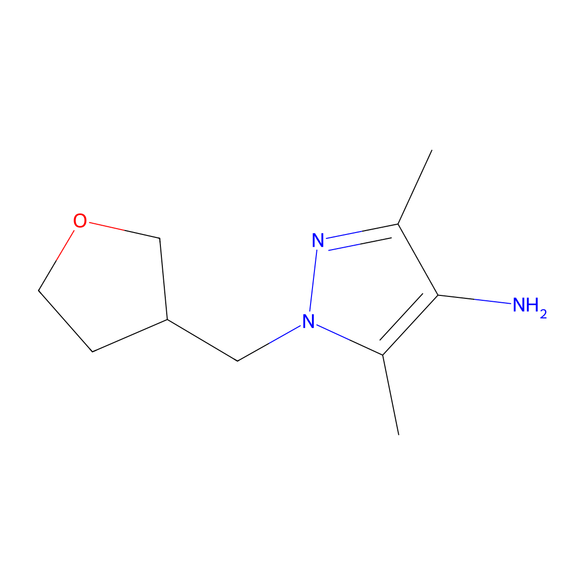 3,5-dimethyl-1-[(oxolan-3-yl)methyl]-1H-pyrazol-4-amine molecular structure, CAS 1248634-29-8