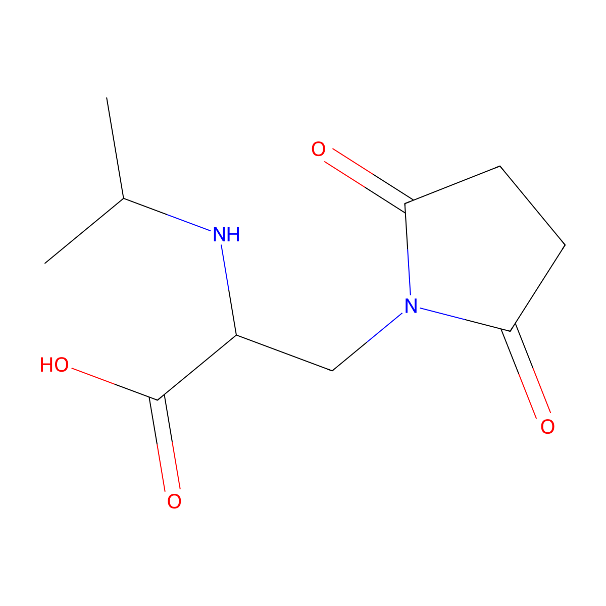 3-(2,5-Dioxopyrrolidin-1-yl)-2-(isopropylamino)propanoic acid molecular structure, CAS 1248634-84-5