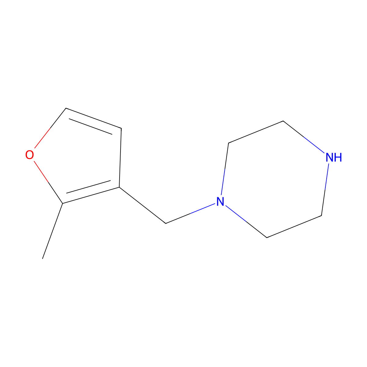 1-((2-Methylfuran-3-yl)methyl)piperazine molecular structure, CAS 1248638-43-8