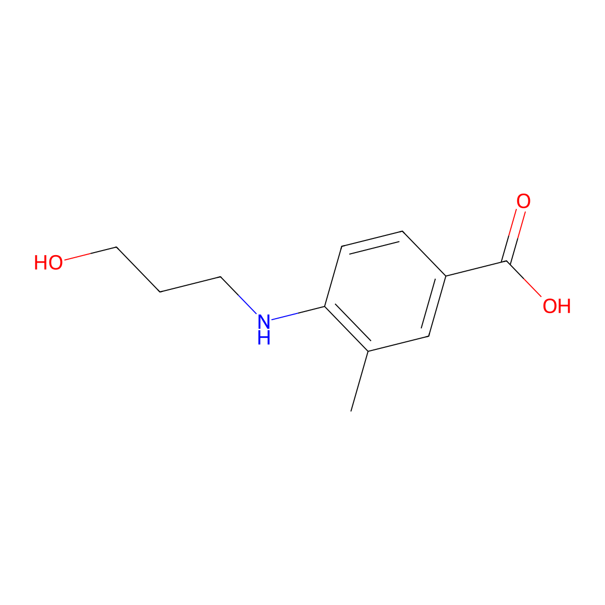 4-[(3-Hydroxypropyl)amino]-3-methylbenzoic acid molecular structure, CAS 1248647-29-1