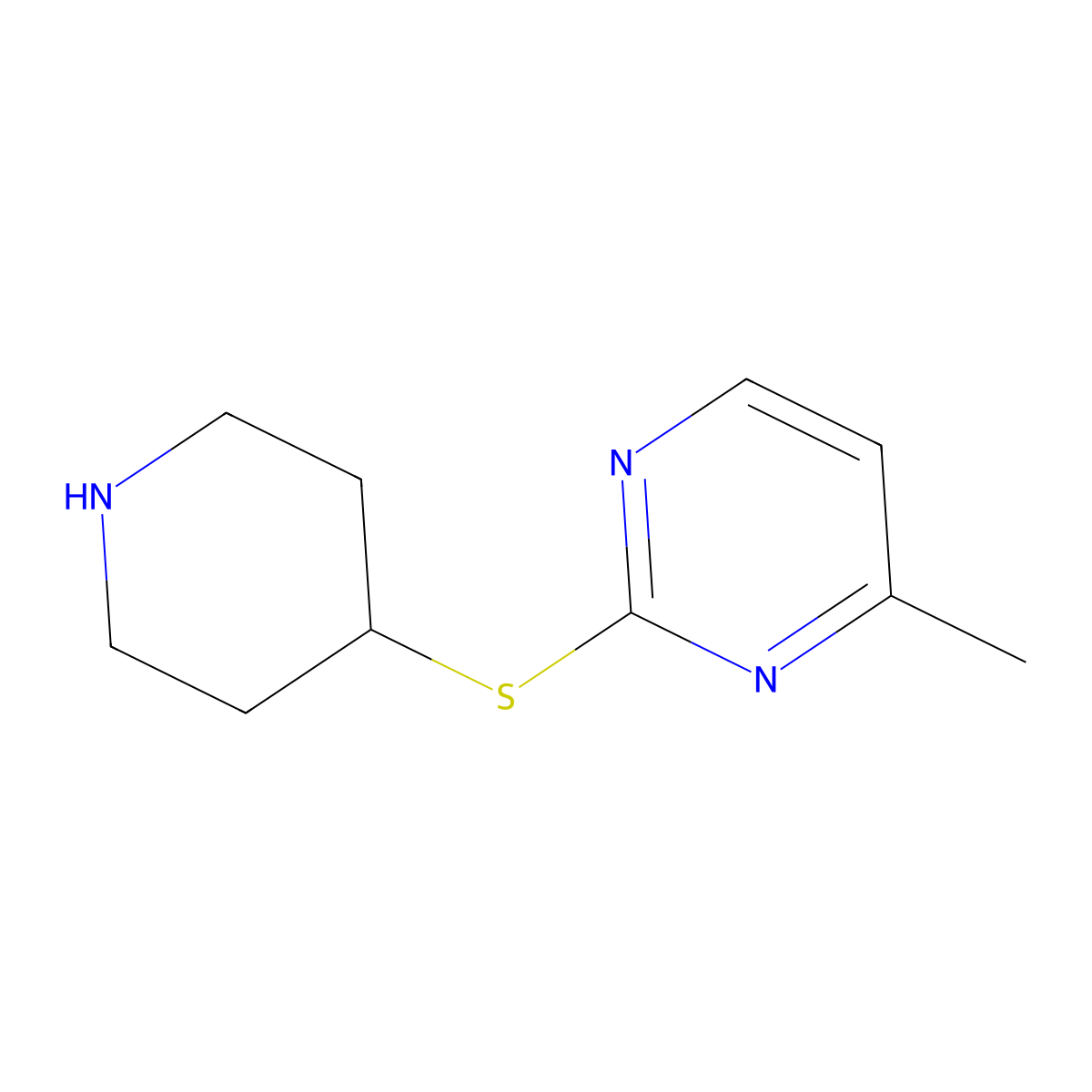 4-Methyl-2-(piperidin-4-ylsulfanyl)pyrimidine molecular structure, CAS 1248649-14-0