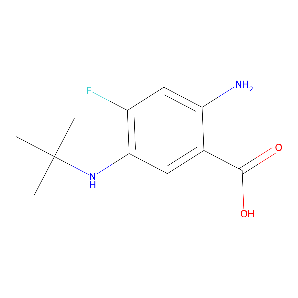 2-Amino-5-(tert-butylamino)-4-fluorobenzoic acid molecular structure, CAS 1248655-94-8