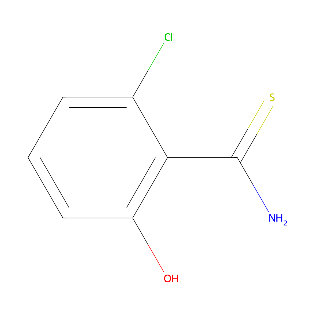2-Chloro-6-hydroxybenzene-1-carbothioamide molecular structure, CAS 1248656-54-3