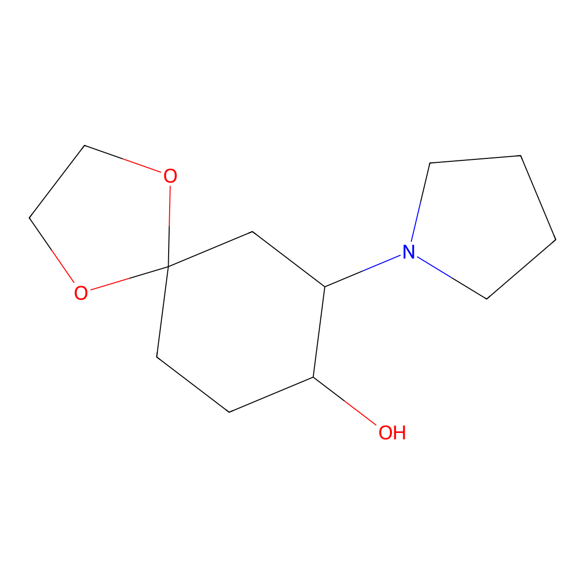 7-(Pyrrolidin-1-yl)-1,4-dioxaspiro[4.5]decan-8-ol molecular structure, CAS 1248660-11-8