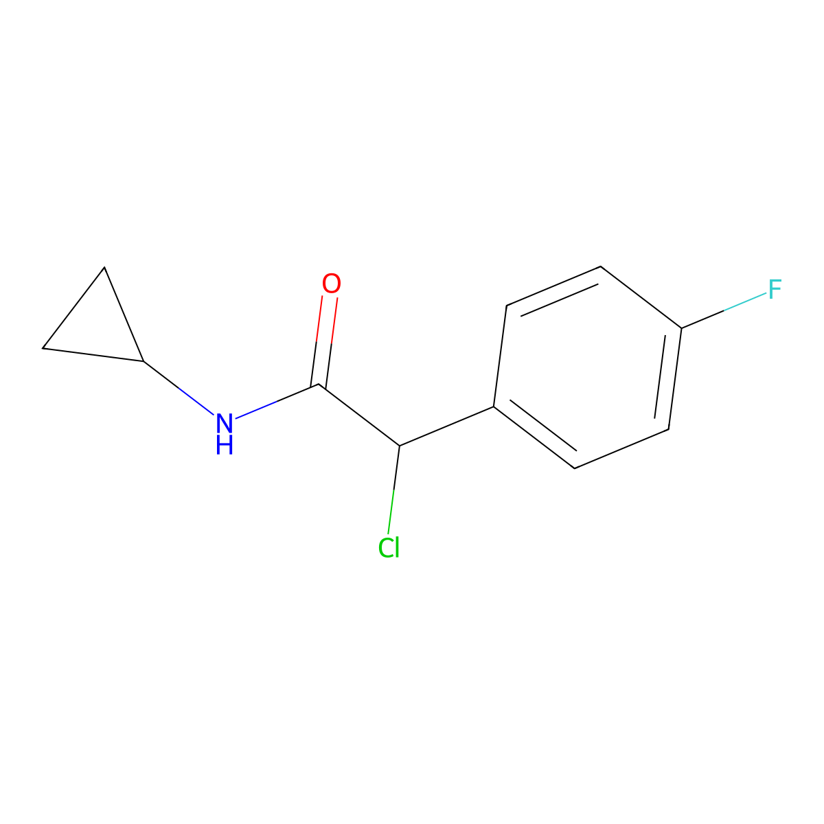2-chloro-N-cyclopropyl-2-(4-fluorophenyl)acetamide molecular structure, CAS 1248663-82-2