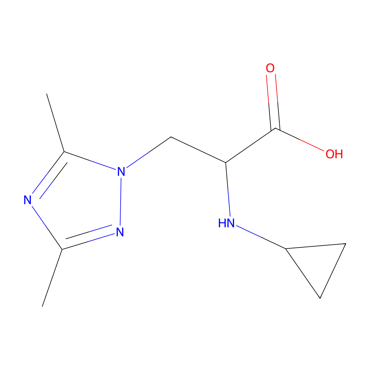 2-(cyclopropylamino)-3-(dimethyl-1H-1,2,4-triazol-1-yl)propanoic acid molecular structure, CAS 1248664-34-7