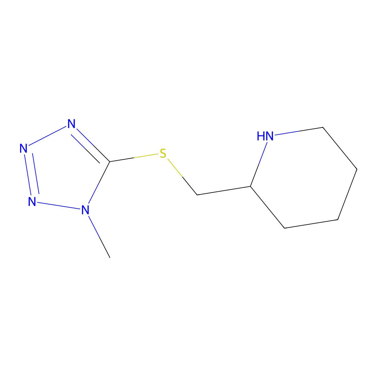 2-{[(1-methyl-1H-1,2,3,4-tetrazol-5-yl)sulfanyl]methyl}piperidine molecular structure, CAS 1248665-75-9