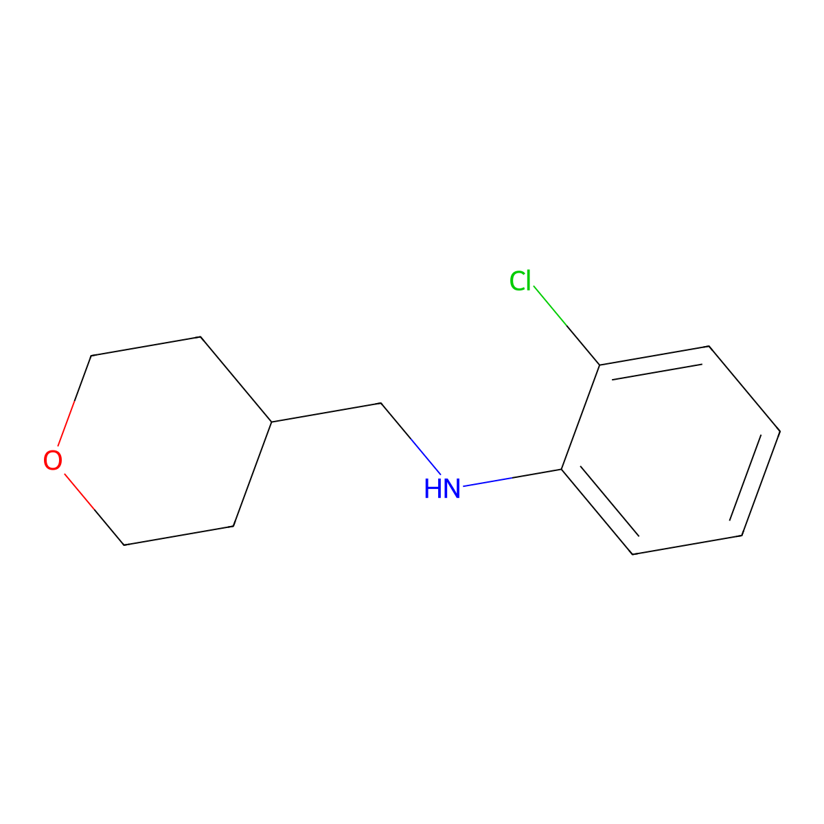 2-chloro-N-[(oxan-4-yl)methyl]aniline molecular structure, CAS 1248667-43-7