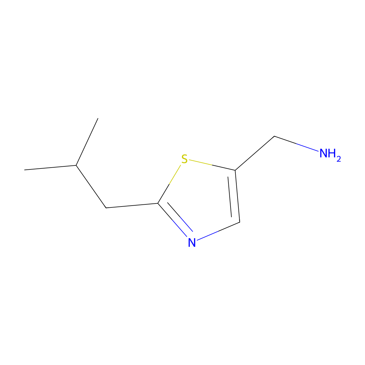(2-(2-Methylpropyl)-1,3-thiazol-5-yl)methanamine molecular structure, CAS 1248668-39-4