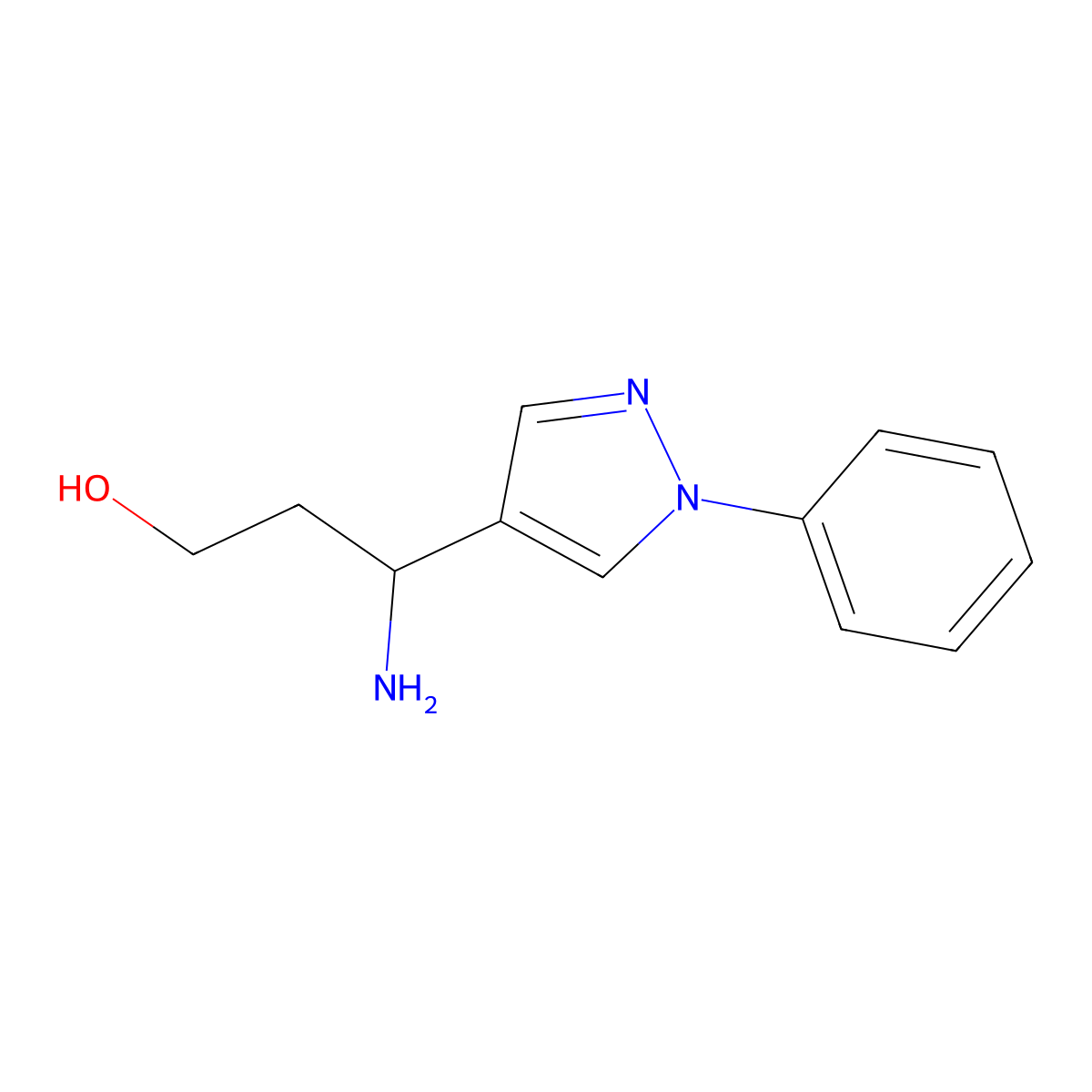 3-Amino-3-(1-phenyl-1h-pyrazol-4-yl)propan-1-ol molecular structure, CAS 1248671-16-0