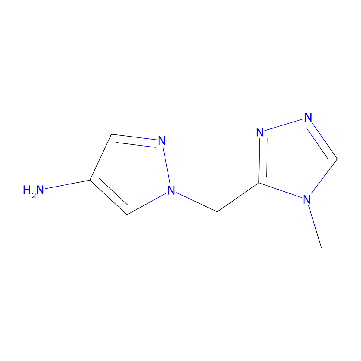 1-[(4-methyl-4H-1,2,4-triazol-3-yl)methyl]-1H-pyrazol-4-amine molecular structure, CAS 1248671-81-9