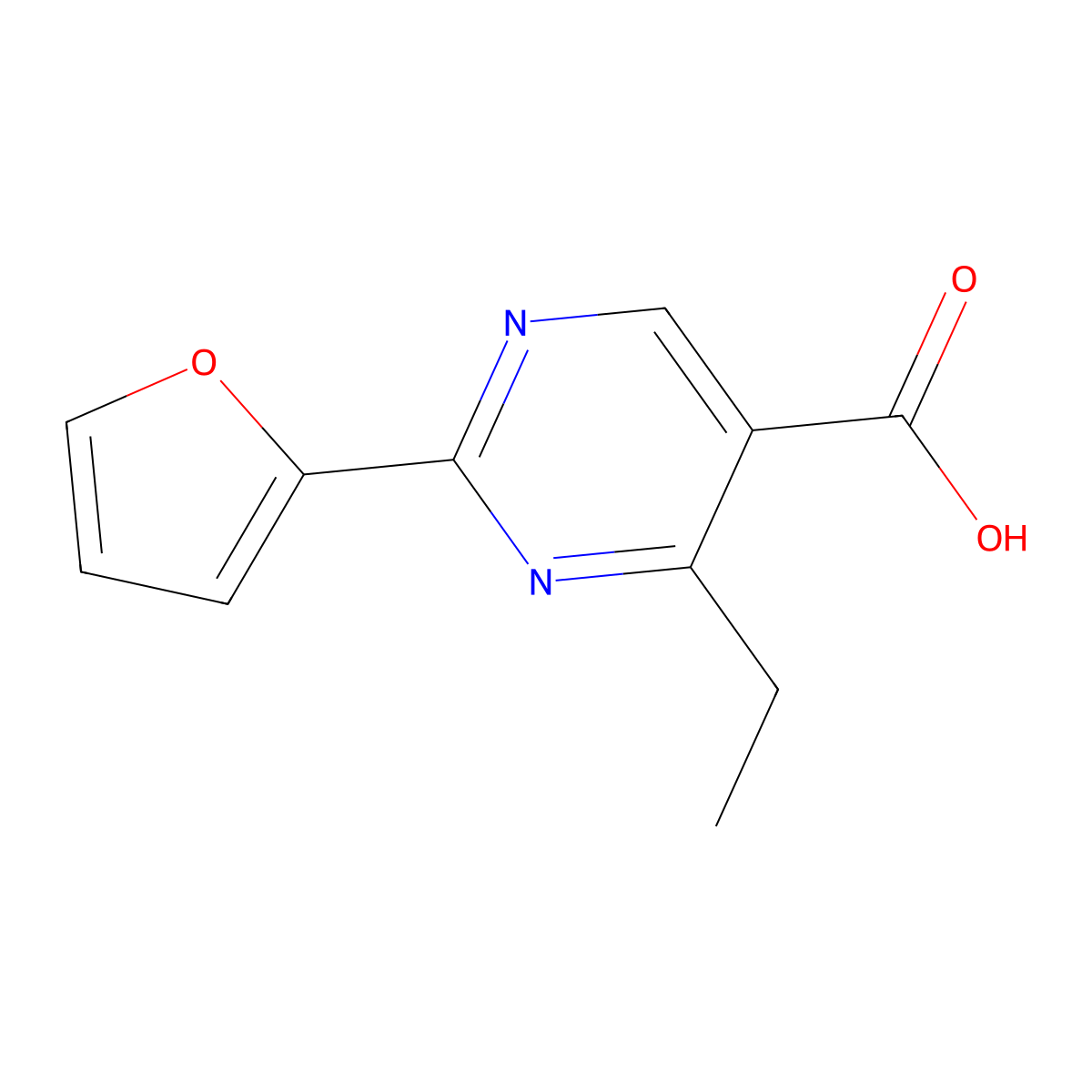 4-Ethyl-2-(furan-2-yl)pyrimidine-5-carboxylic acid molecular structure, CAS 1248673-89-3