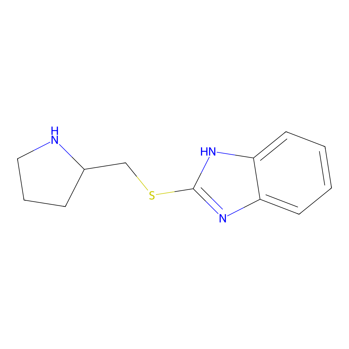 2-{[(pyrrolidin-2-yl)methyl]sulfanyl}-1H-1,3-benzodiazole molecular structure, CAS 1248677-51-1