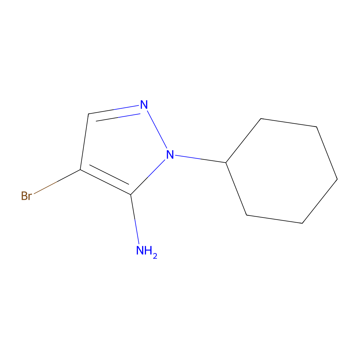4-Bromo-1-cyclohexyl-1H-pyrazol-5-amine molecular structure, CAS 1248683-63-7