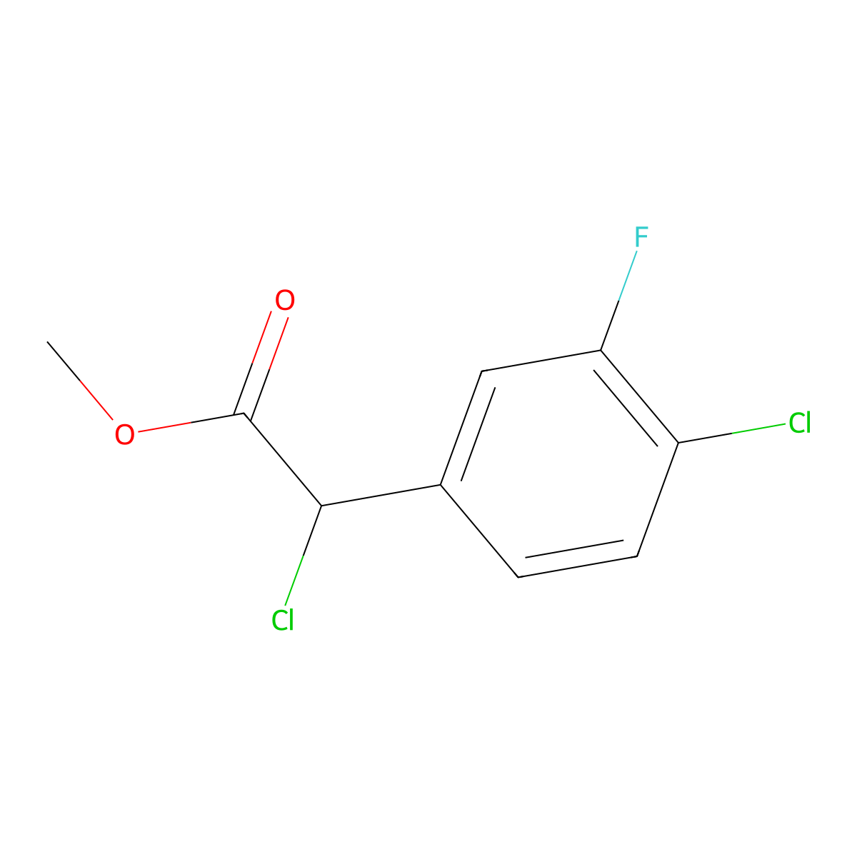 Methyl 2-chloro-2-(4-chloro-3-fluorophenyl)acetate molecular structure, CAS 1248683-70-6