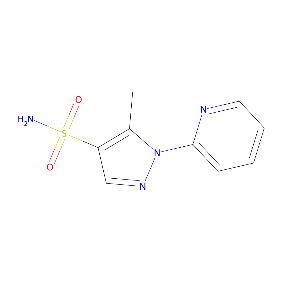 5-methyl-1-(pyridin-2-yl)-1H-pyrazole-4-sulfonamide molecular structure, CAS 1248684-41-4