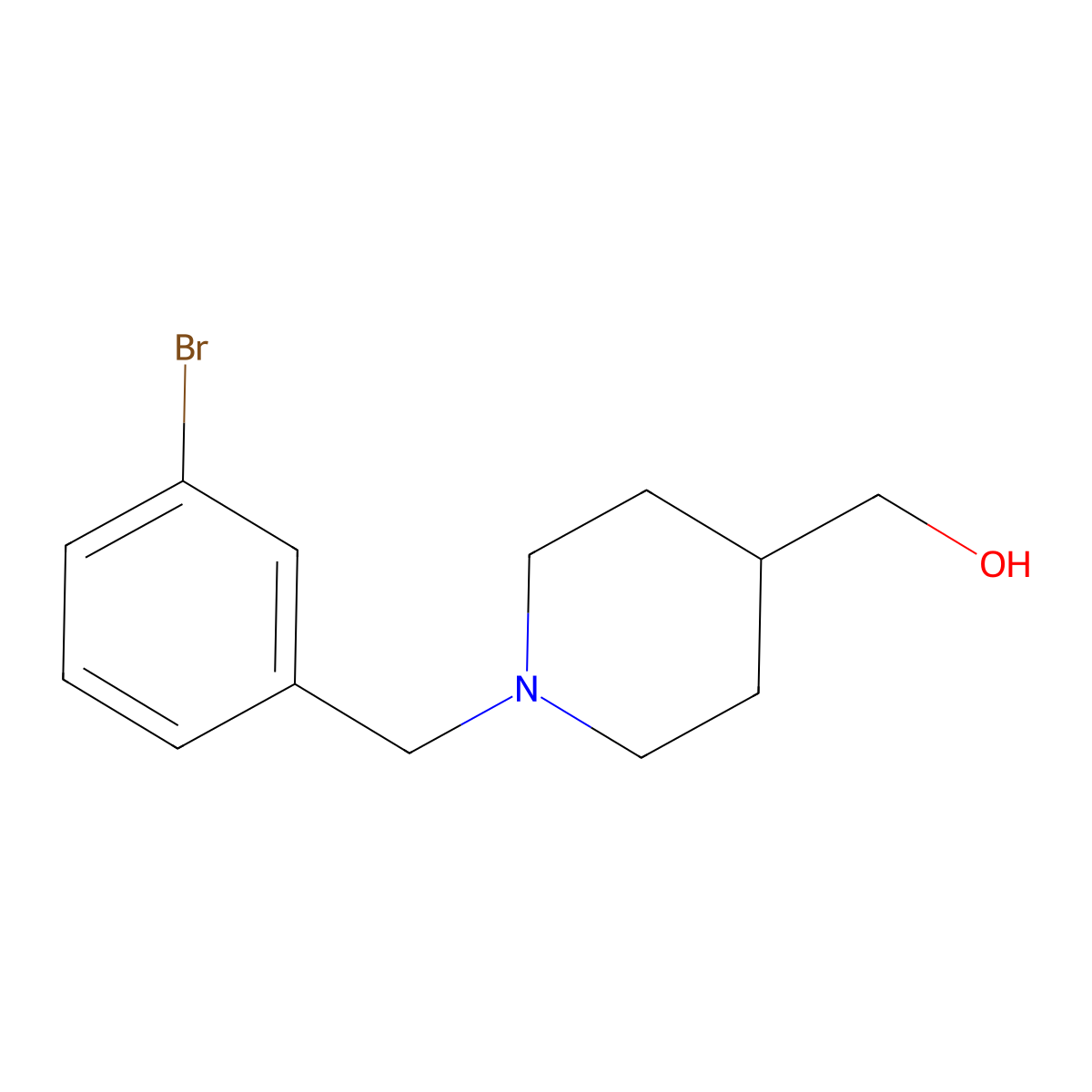 (1-[(3-Bromophenyl)methyl]piperidin-4-yl)methanol molecular structure, CAS 1248684-56-1
