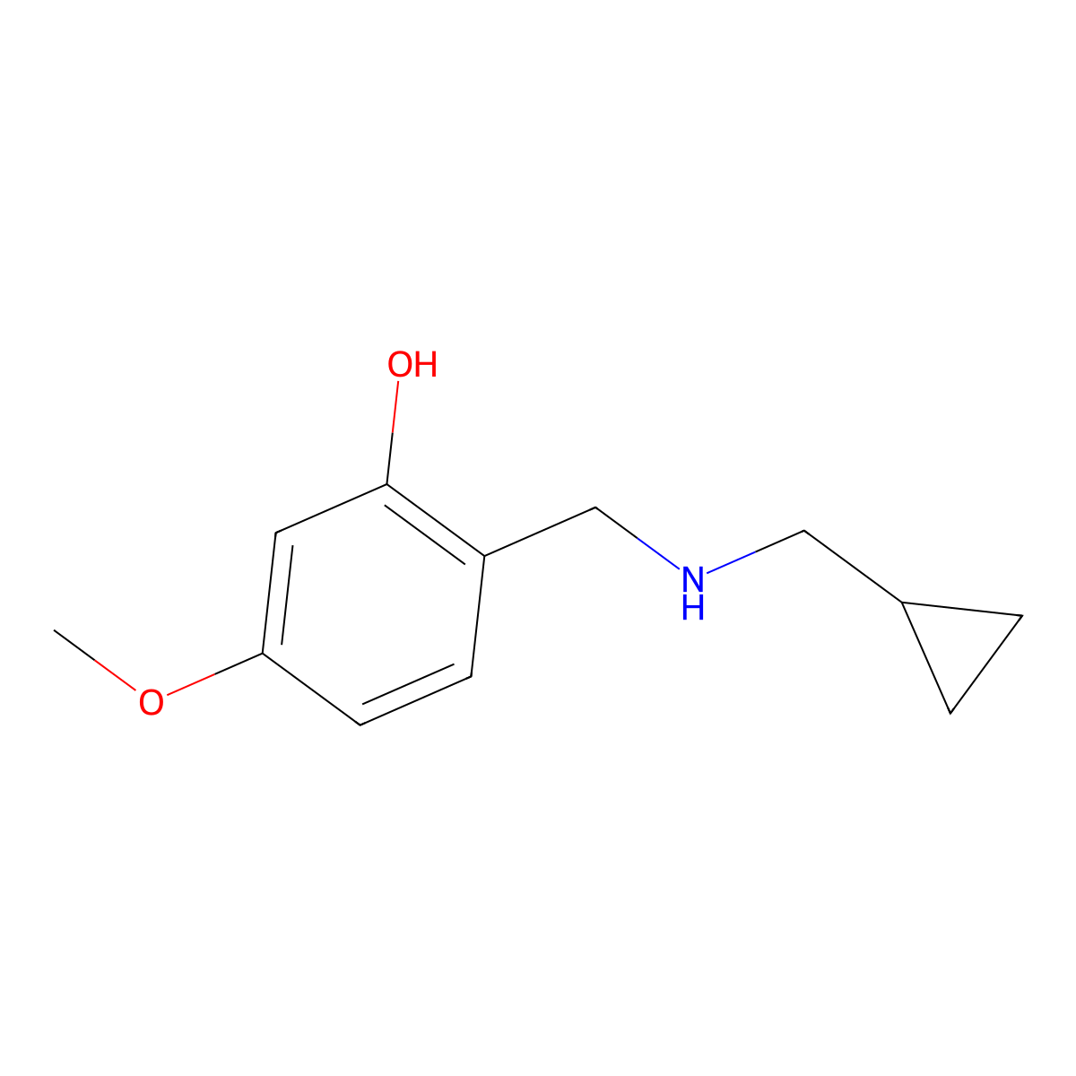 2-{[(Cyclopropylmethyl)amino]methyl}-5-methoxyphenol molecular structure, CAS 1248685-07-5
