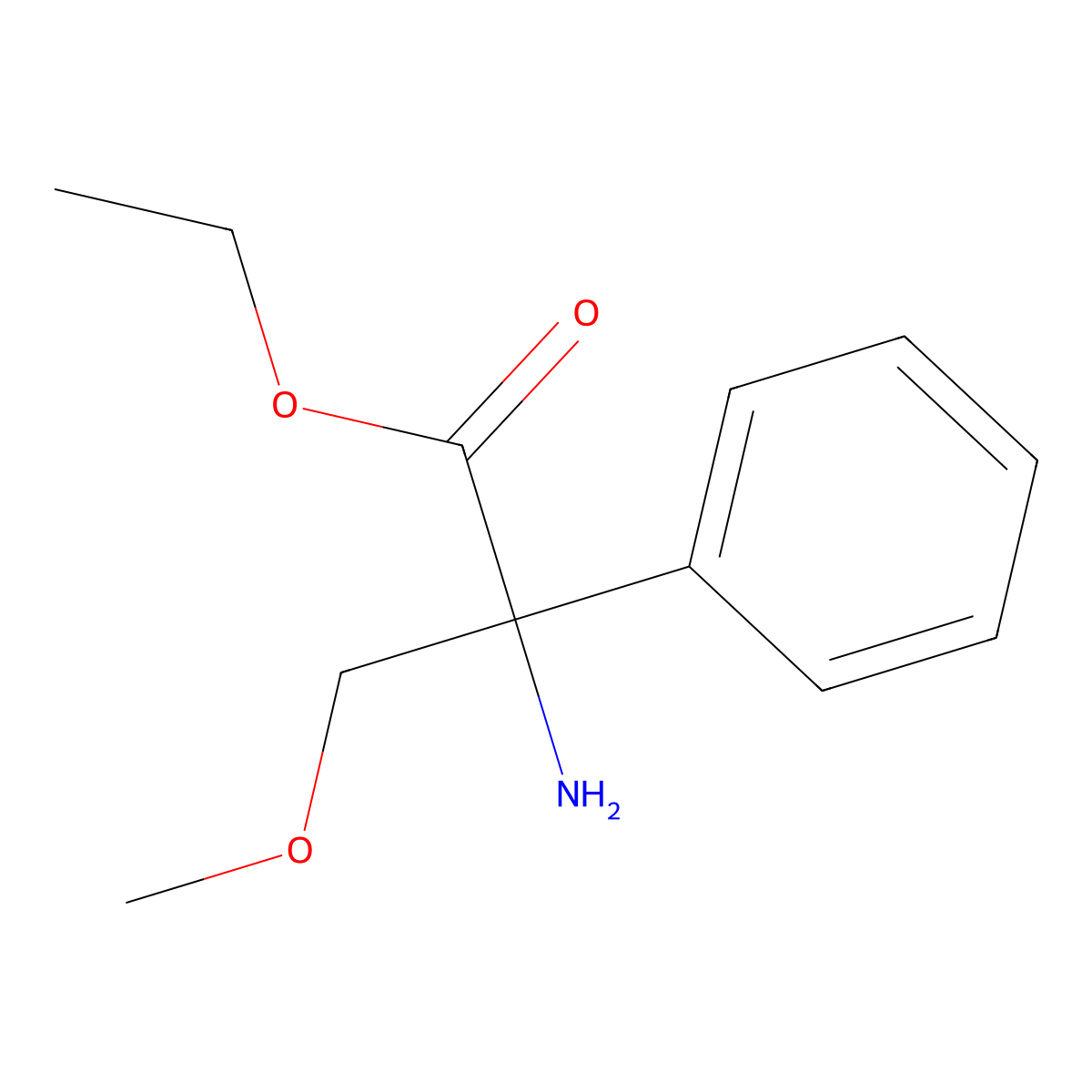 Ethyl 2-amino-3-methoxy-2-phenylpropanoate molecular structure, CAS 1248685-40-6