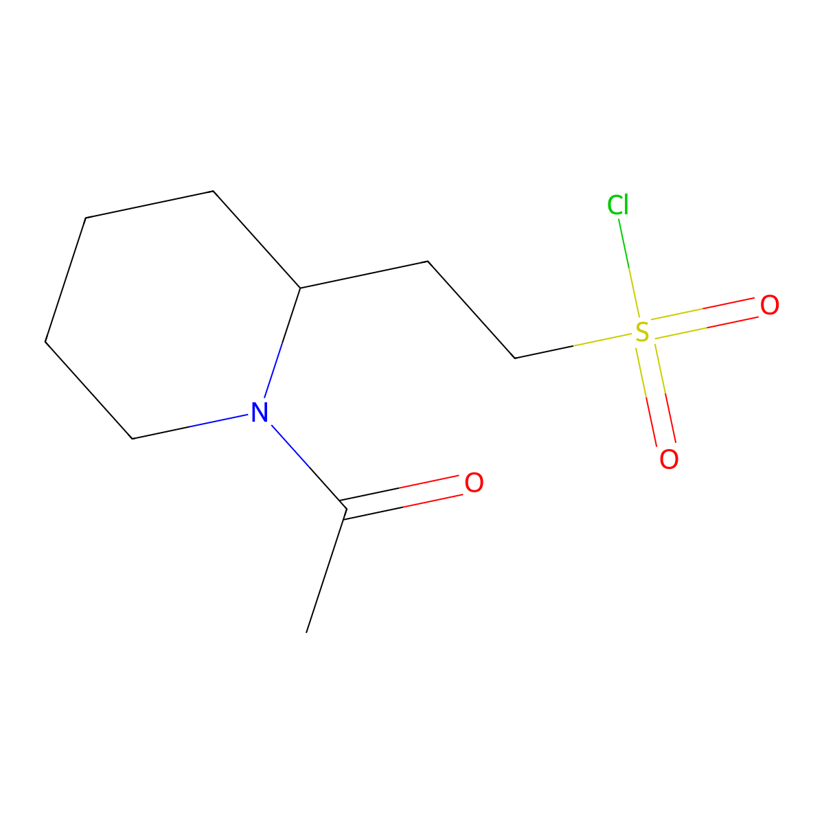 2-(1-Acetylpiperidin-2-yl)ethane-1-sulfonyl chloride molecular structure, CAS 1248685-78-0