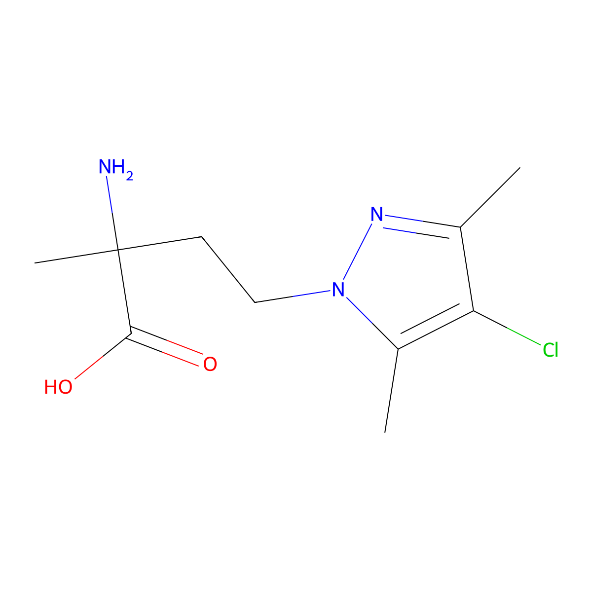2-Amino-4-(4-chloro-3,5-dimethyl-1h-pyrazol-1-yl)-2-methylbutanoic acid molecular structure, CAS 1248690-64-3
