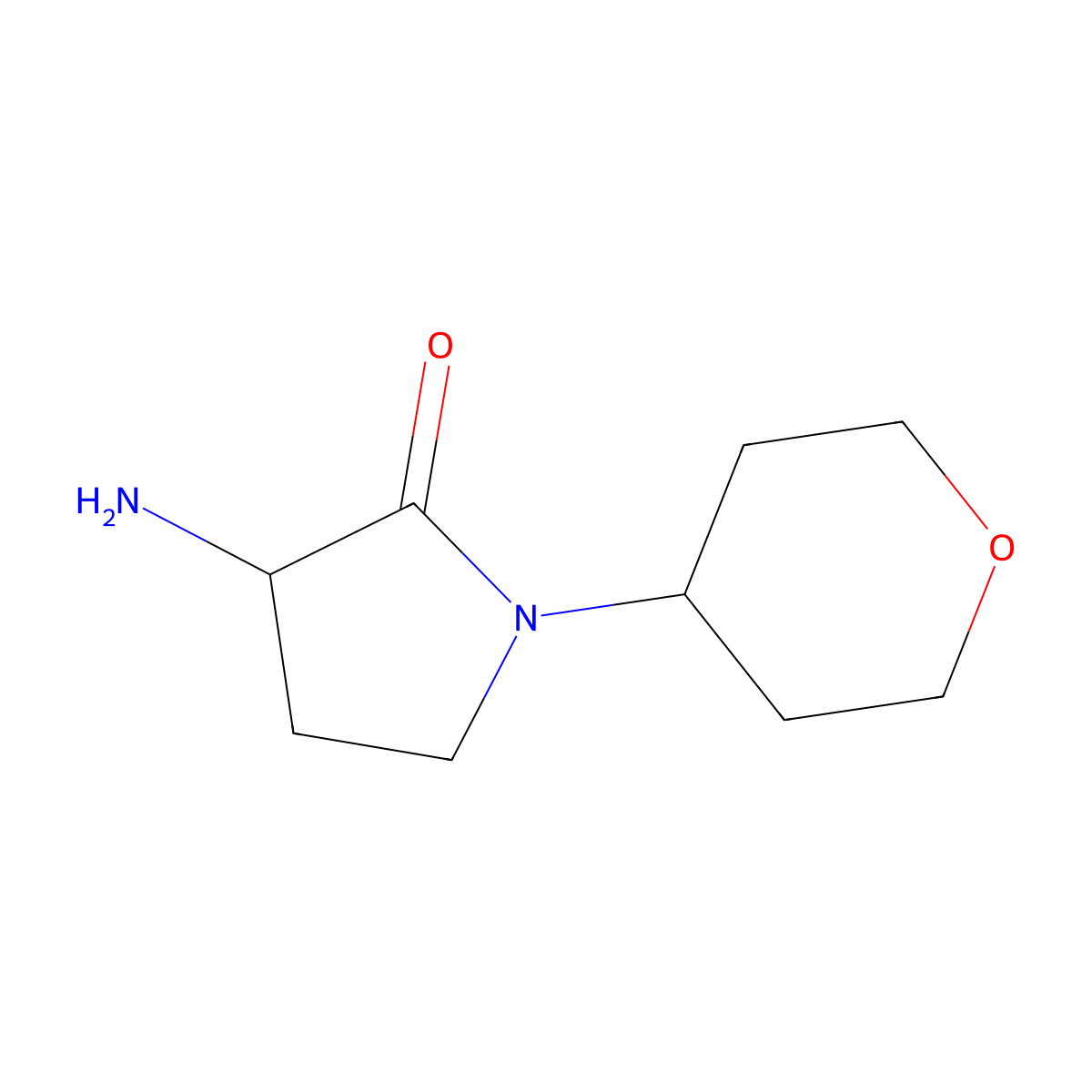 3-Amino-1-(oxan-4-yl)pyrrolidin-2-one molecular structure, CAS 1248693-80-2