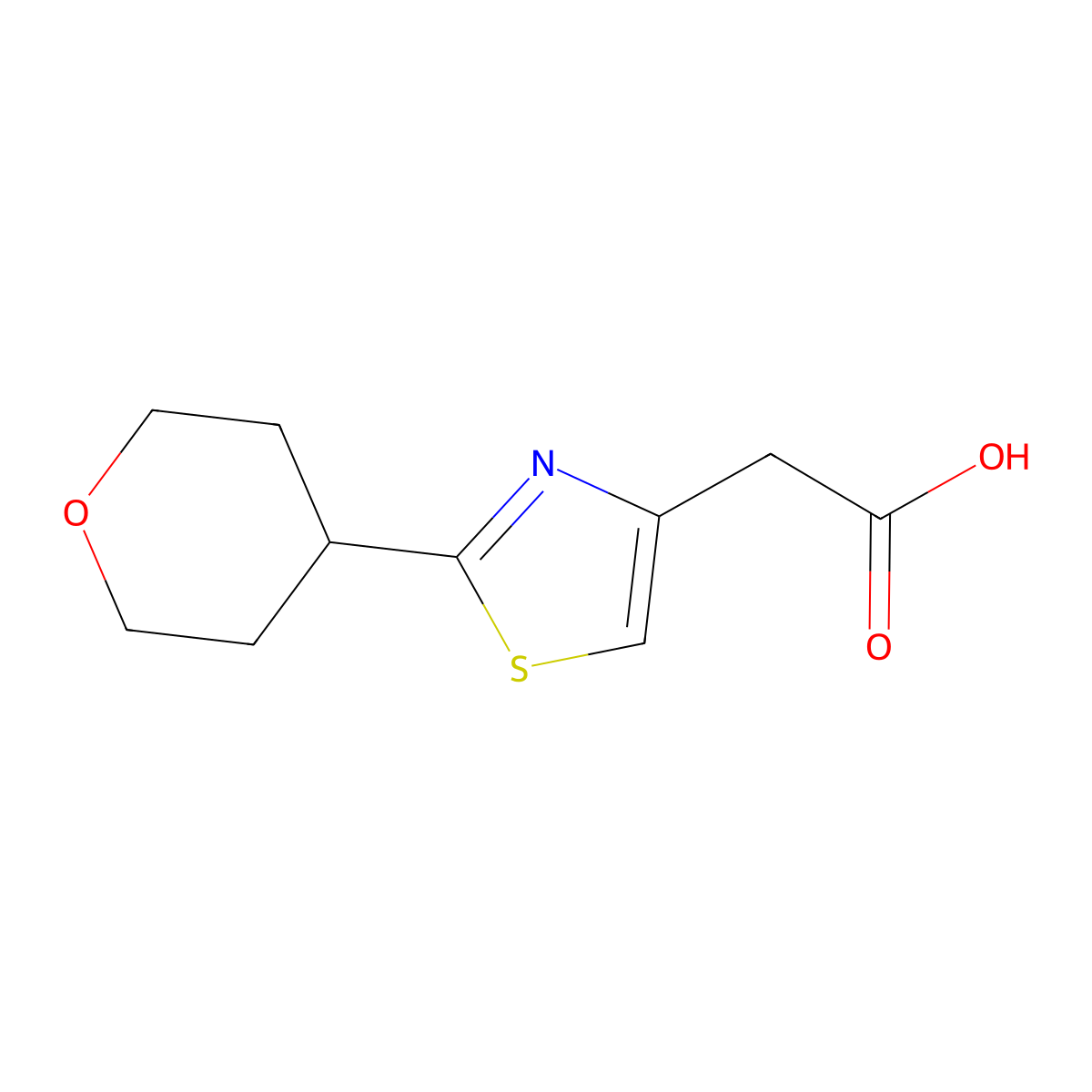 2-[2-(Oxan-4-yl)-1,3-thiazol-4-yl]acetic acid molecular structure, CAS 1248694-60-1