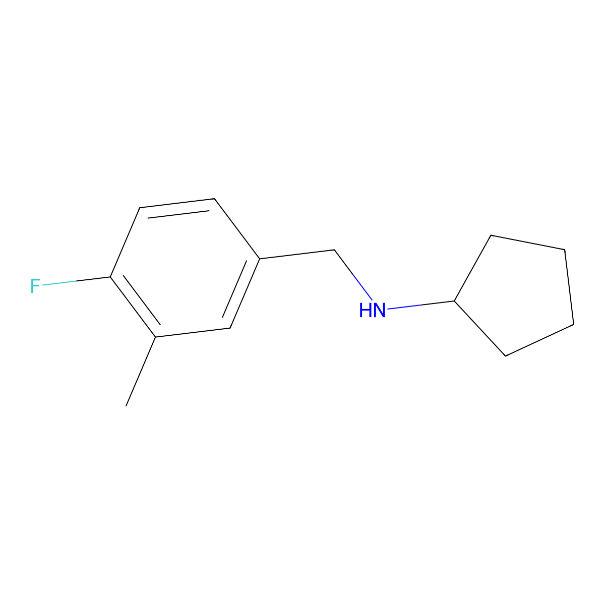 N-[(4-fluoro-3-methylphenyl)methyl]cyclopentanamine molecular structure, CAS 1248709-34-3