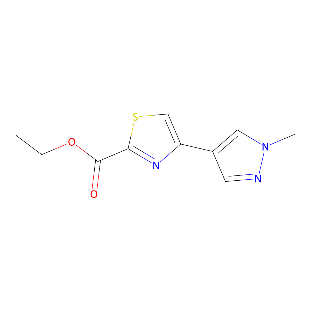 Ethyl 4-(1-methyl-1H-pyrazol-4-yl)thiazole-2-carboxylate molecular structure, CAS 1248711-49-0