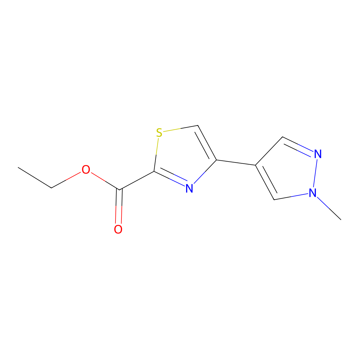 Ethyl 4-(1-methyl-1H-pyrazol-4-yl)thiazole-2-carboxylate molecular structure, CAS 1248711-49-0