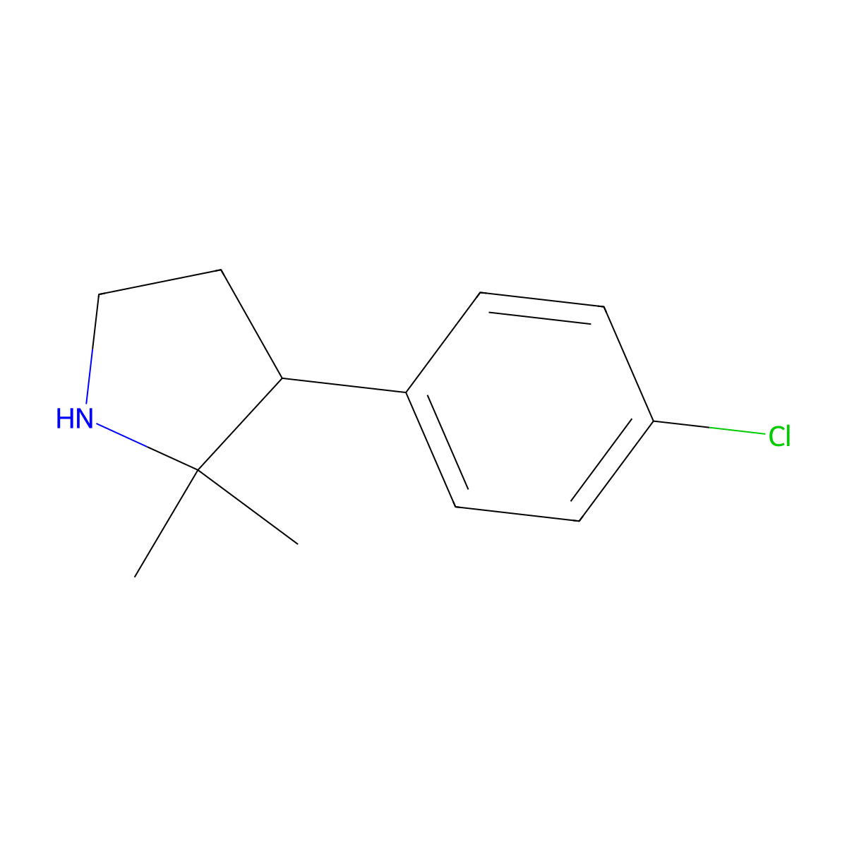 3-(4-Chlorophenyl)-2,2-dimethylpyrrolidine molecular structure, CAS 1248713-20-3