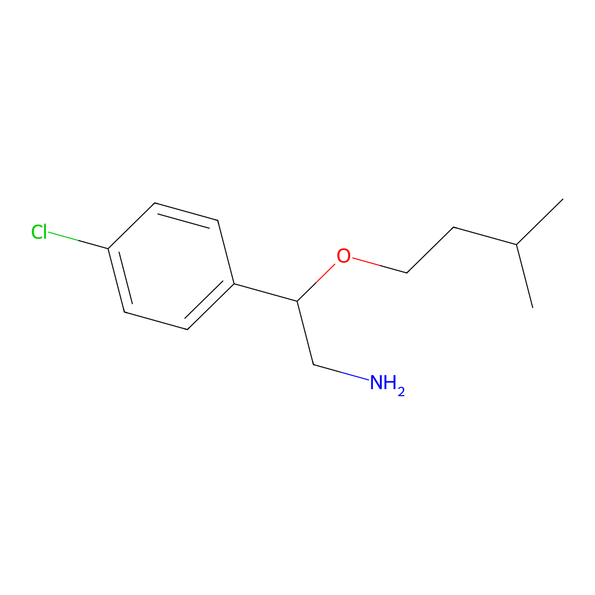 2-(4-Chlorophenyl)-2-(isopentyloxy)ethanamine molecular structure, CAS 1248714-63-7