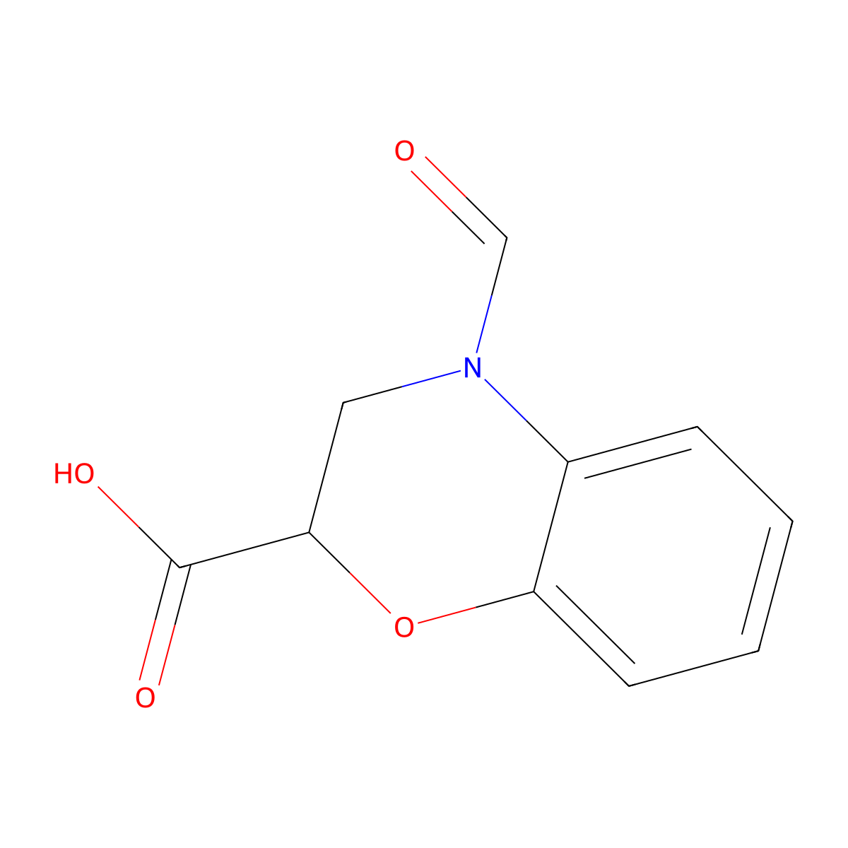 4-formyl-3,4-dihydro-2H-1,4-benzoxazine-2-carboxylic acid molecular structure, CAS 1248718-39-9